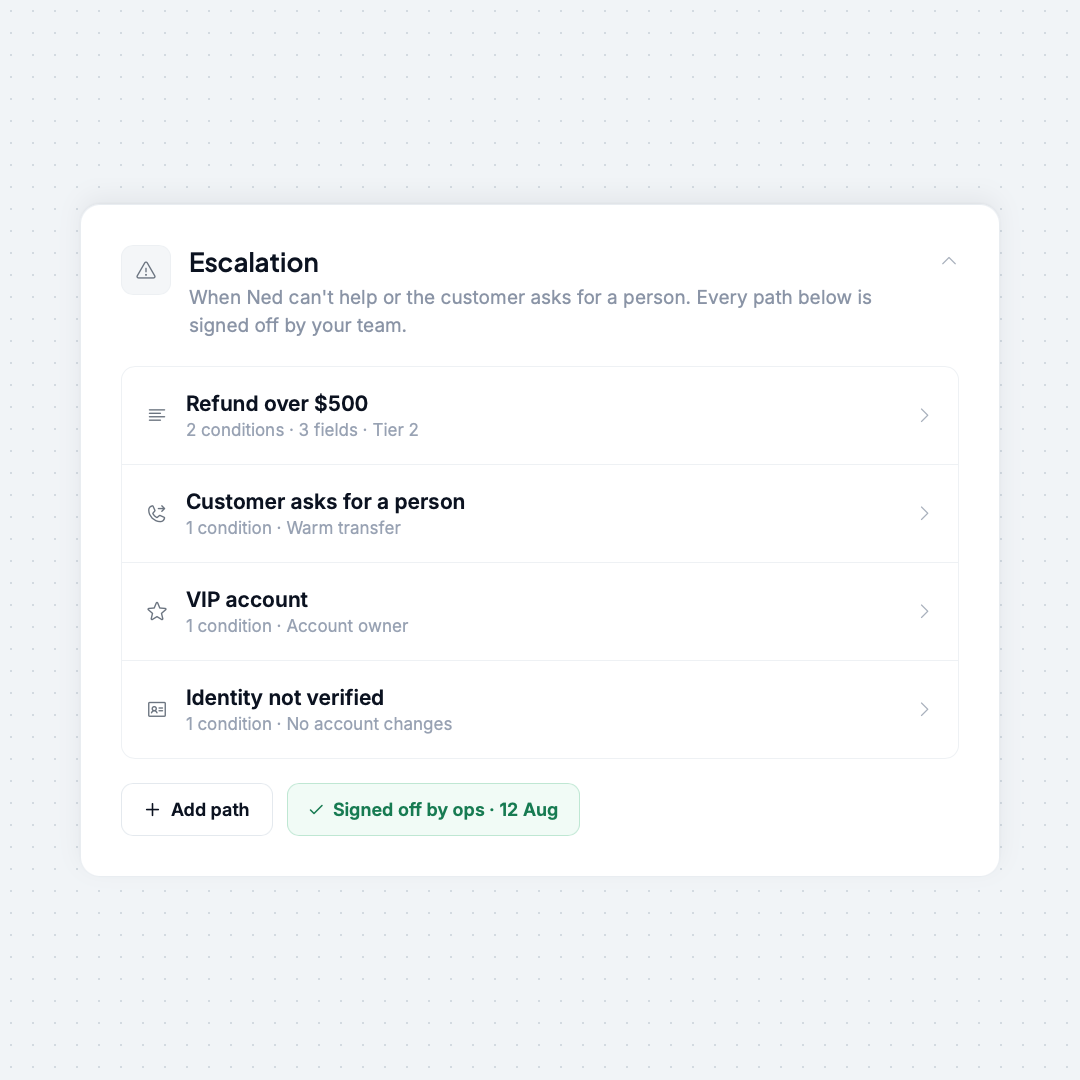 Escalation rules locked